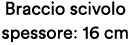 Braccio scivolo spessore: 16 cm