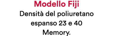 Modello Fiji Densit del poliuretano espanso 23 e 40 Memory.